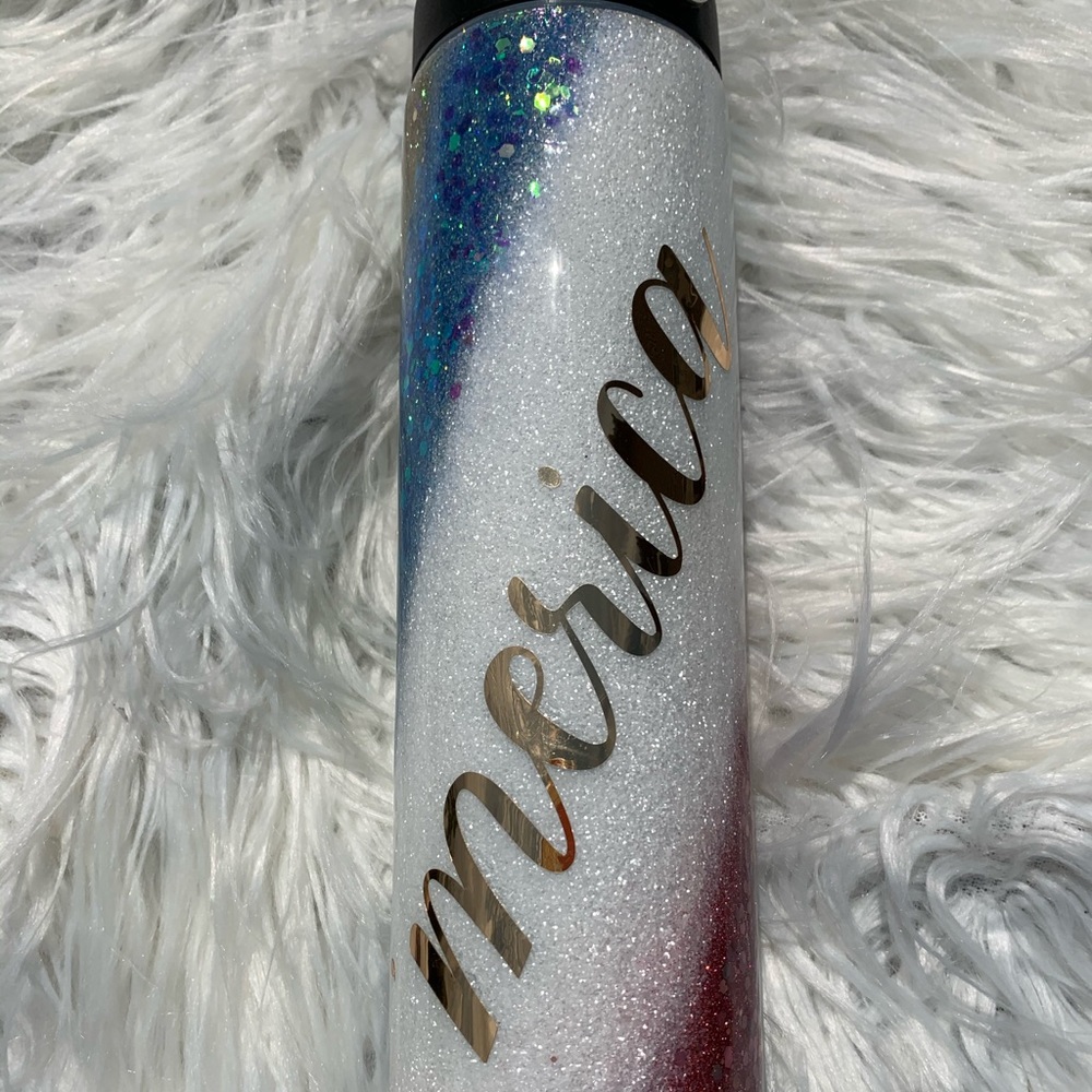 Merica patriotic glitter tumbler - water bottle
